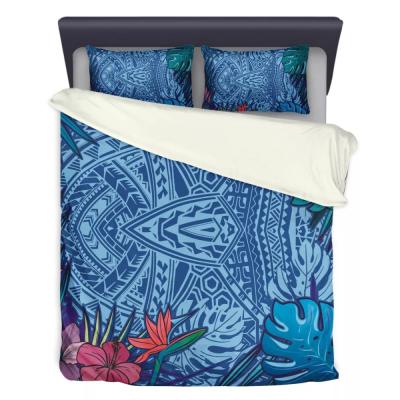 China Polynesian Anti-Static Samoa Duvet Covers King Pattern With Tropical Flowers Custom Soft Duvet Cover Sets Microfiber Bedding 3Pcs Set Picture for sale