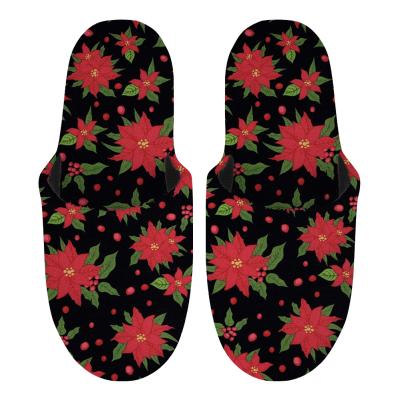 China Fashion Trend Bedroom Slippers Autumn Christmas Design Shoes Xmas Winter Slippers Fur Sandals Sublimation Print Christmas Decor Ornament Wholesale for sale