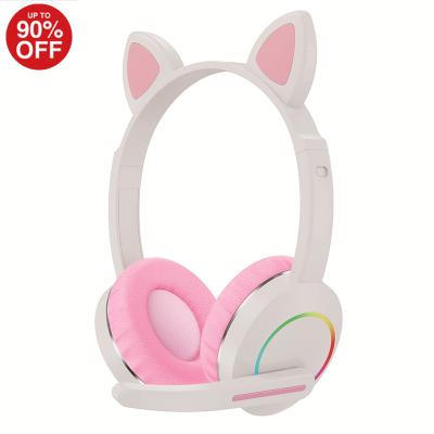 China Wireless Headphones LED Cat Ears Headset Gaming Noise Canceling Stereo Wireless Headphones for sale