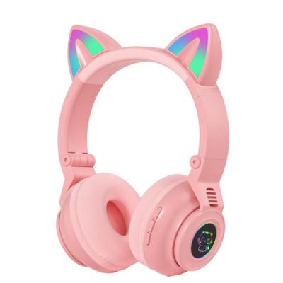 China Kinghot Type Headband Game MIC New Sports Stereo Wireless Smart Headsets 5.0 Super Low Noise Colorful Cat Ear LED Headphones for sale