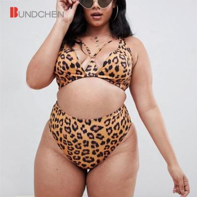 China Suppliers Fat Leopard 2 Piece Underwire Breathable Plus Size Bikini for sale