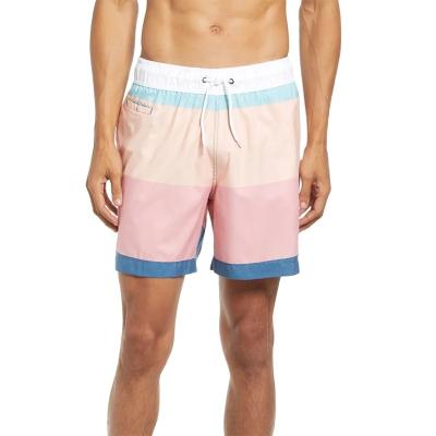 China Breathable Customize 100% Polyester Quick Dry Drawstring Pockets Elastic Waist Mid Length Swim Trunks for sale