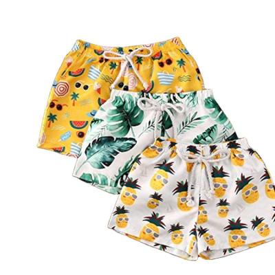 China 2022 Custom Fresh New Pineapple Print Drawstring Elastic Waist Boys Swim Breathable Quick Dry Shorts for sale