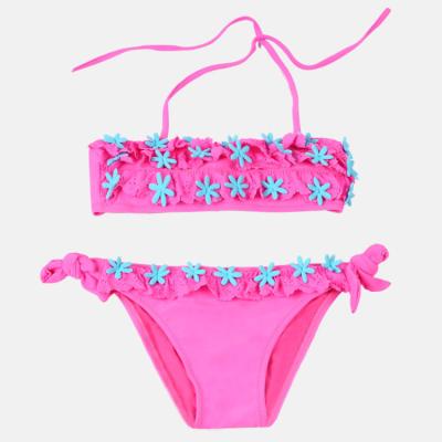 China Cute Breathable Wavy Lace Neck Bikini Self-tie Hanging Back Ties Swimwear Cover Up for sale