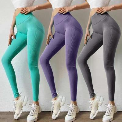 China Breathable Tummy Control Hip Control Women's Tight Solid Color Sports Running Naked Fitness Pants for sale