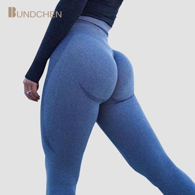 China Custom Logo Breathable High Impact Solid Gym Fitness Push Up Seamless Women Gaiters Fitness Yoga Pants for sale