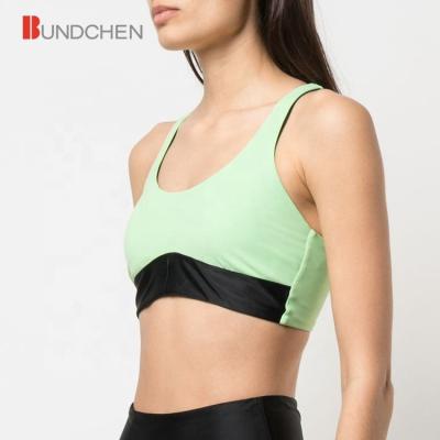 China Custom Band Logo Big Size Elastic Athletic Green Top Women Fitness Bra Loose Breathable Yoga Sports Bras for sale