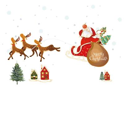 China Static Decoration Santa Claus Christmas Decorations Static New Party Decration Stickers Mall Hotel Window Glass Stickers for sale