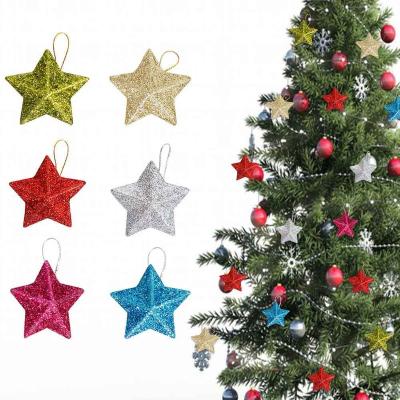 China New Christmas Decration 2023 Party Decorations Gold Powder Star Shape Hanging Christmas Tree For Xmas New Year Party Decoration Supplies for sale