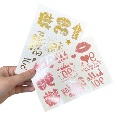 China Waterproof Sticker Rose Gold Gold Customizable Birthday Party Tattoo Sticker Party Decration 30 40 50 Years Party Supplies for sale