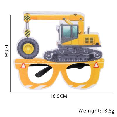 China Party Decration New Styles Children's Vehicle Excavator Birthday Glasses Kids Happy Birthday Building Party Photo Props Supplies Decoration for sale