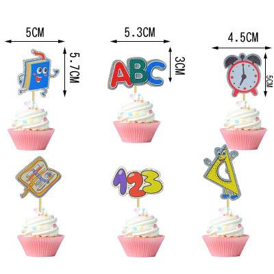 China Party Decration School Sale Season Best New Back To School Cupcake Toppers Party Supplies For Students ABC Words Party Decoration for sale