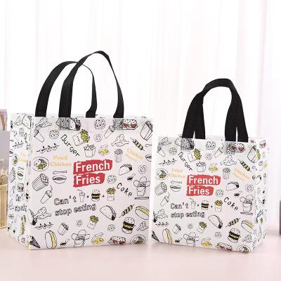 China Sustainable Printed LOGO Custom Supermarket Shopping Bag Nonwoven Fabrics Deli Packaging Bag for sale