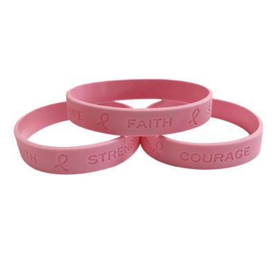 China China factory debossed silicon bracelet custom pink rubber wristband silicone wristbands eco-friendly China for sale