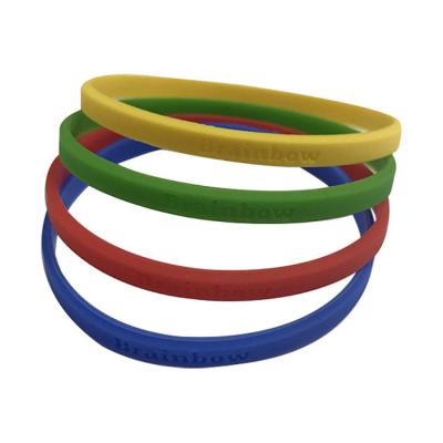 China Eco-friendly Fashion Accessories Empty Rubber Wristbands Thin Colorful Custom Silicone Wristbands For Event for sale