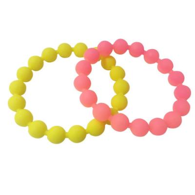 China Fashion design silicone rosary bracelet mutil color elastic silicon wrist bead eco-friendly bracelet for sale