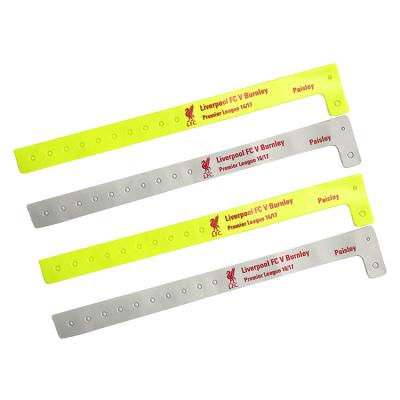 China Factory L Full Color 250*16mm Shape ID Adjustable Plastic Wristbands Vinyl Wristbands Europe Events for sale