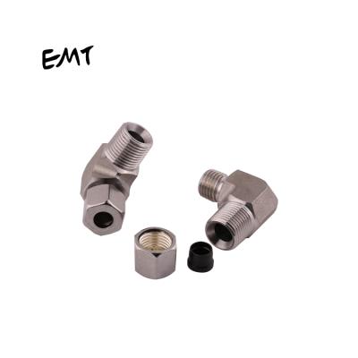 China Good Reputation 304 NPT Thread Male Metric Type Elbow Compression Stainless Steel Thread Bite Connectors for sale