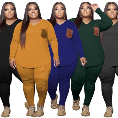 China Viable Autumn Lounge Ladies 2 Piece Tracksuit Set Women Sport Sweatsuit Sequin Leisure Suit Plus Size Women Clothing for sale