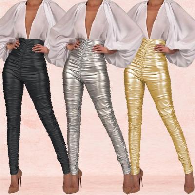 China Latest High Waist Breathable Nightclub Legging Pants Women Skinny Leather Pants Ladies Trousers for sale