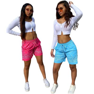 China 2021 QUICK DRY bandanna printing ladies biker shorts women summer short pants women's casual shorts for women for sale