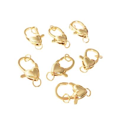 China Wholesale YJ-CP479 18k Gold Plated Copper Gold Plated Lobster Clasp Jewelry Necklace Bracelet Charm Fashion Heart Design Fashion Heart Design Brass Clasp for sale