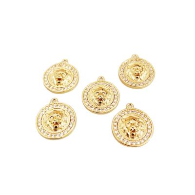 China YJ-CZ1317 Hot Sale Charm Fashion 18k CZ Tasty Tasty Gold Plated Micro Pave Lion Head Pendant Jewelry for sale