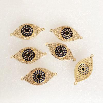 China Wholesale FASHIONABLE YJ-CZ1029 18k gold micro pave CZ bracelet connector charm fashion design zircon eye jewelry making charm for sale