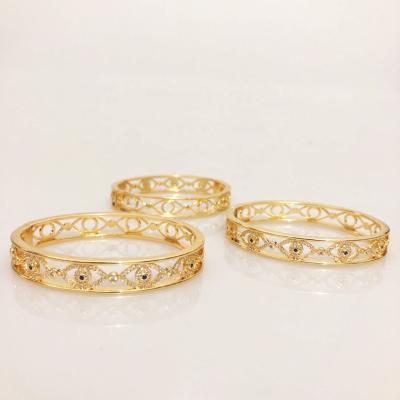 China Trendy CZT906 Fashion Micro Pave CZ Eye Charm Plated Gold Bangles Zircon Jewelry Wholesale Bangle for sale