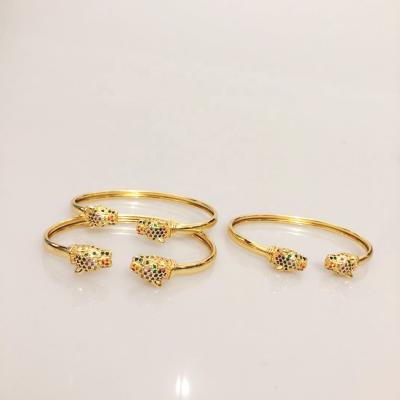 China Wholesale Fashion Jewelry CZT901 Fashion 18k Gold Cuff Open Bangle Zirconia Micro Pave CZ Charm Bracelet for sale