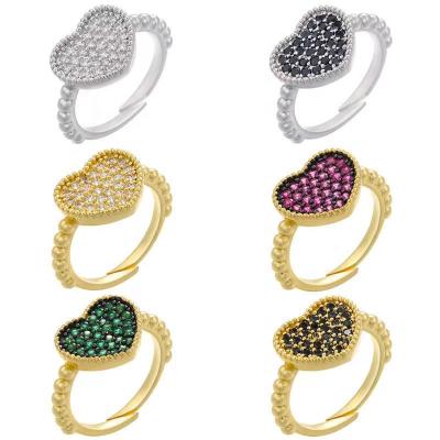 China Wholesale Fashion Jewelry CCR606 TRENDY Heart Ring Zircon Rings Women Adjustable CZ Rings for sale