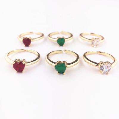 China Wholesale Trendy Fashion CCR633 Micro Pave Adjustable CZ Diamond Ring Red Green White Stone Rings Jewelry for sale