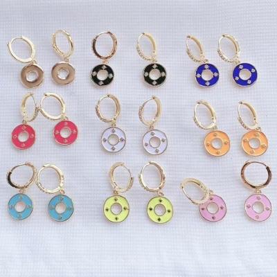 China FASHIONABLE Wholesale charm jewelry YJ-CZE969 earrings fashion micro pendant enamel pave CZ to dangle earring for sale