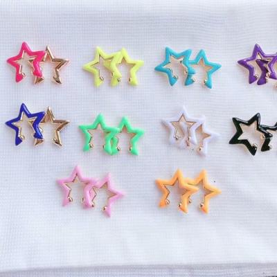 China TRENDY jewelry YJ-CZE965 enamel star charm cuff earrings fashion earring jewelry wholesale ear cuff for sale