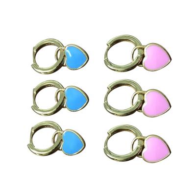 China New Fashion Mixed Fashion Korean Earrings Shape Blue Rose Gold Color Heart Circle Earrings for sale