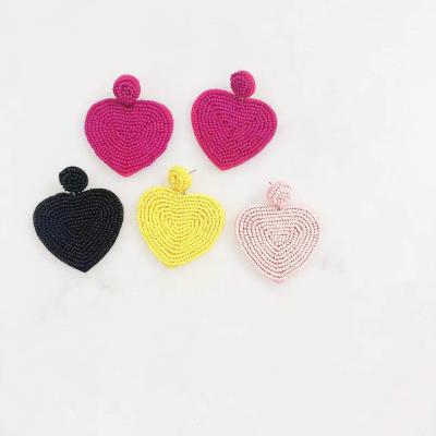 China SBE03 Wholesale European BOHEMIA Personality Seed Bead Earrings Shape Heart Creative Soft Handmade Charm Jewelry Dangle Earring for sale