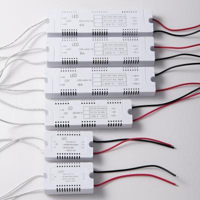 China Plastic housing Single output led adapter dc 12v 18w 24w 36w 48w 60w 72w lighting transformer ac 180-260v switching power supply for led strip for sale