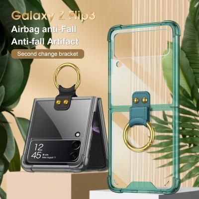 China Shockproof Screen Film Airbag TPU PC Ring Phone Case For Samsung Galaxy Z FLIP 3 Mobile Phone Stand Cover For Flip 3 for sale