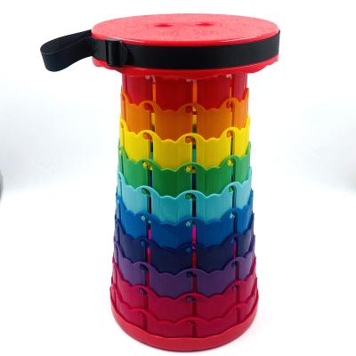 China Rainbow Plastic Retractable Folding Telescopic Stool (Height) Adjustable Outdoor Portable Travel Stool for sale