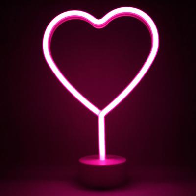 China Commercial Use Love Pink Neon Sign - Night Heart Shaped Led Light with Stand Base /USB Battery Operated for Aesthetic Freestanding Room Decor for sale