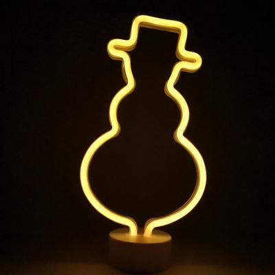 China Commercial Use Snowman Shaped Night Neon Light Warm White Neon Lamps For Christmas Decoration Gift for sale