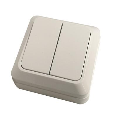 China (YK1804) Plastic Surface Mounted 2 Gang Dual Button Wall Switch (10A, 250V) YK1804 for sale