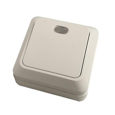 China (YK1801) Plastic Surface Mounted 1 Gang Single Button Wall Switch with Indicator (10A, 250V) YK1801 for sale