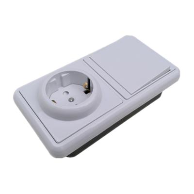 China (YK1901) Single Button Switch With Female Socket Outlet With Grounding For Russia (16A, 250V) YK1901 for sale