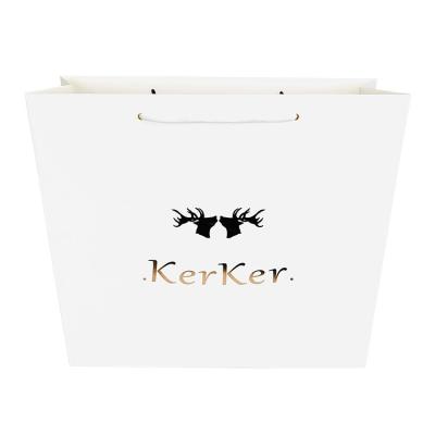 China Recyclable Wholesale Custom Printed Your Own Logo Packaging White Brown Kraft Gift Craft Shopping Paper Bag With Ribbon Handles for sale