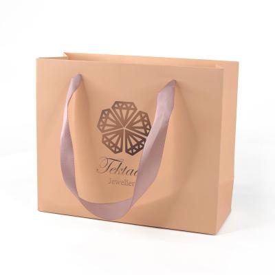 China Haosen Recyclable Custom Jewelry Paper Bag Gift Bag Sliver Gold Stamping Paper Bag for sale