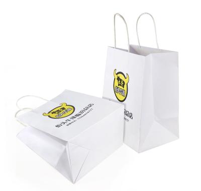 China Recyclable Custom White Haosen Kraft Paper Bag Kraft Bag For Food Take Away Paper Bag for sale