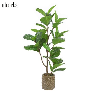 China Garden Decorative Plant Fiddle Leaves Plastic Artificial Fig Tree in Pot Faux Ficus Potted Plants for Living Room Decor for sale