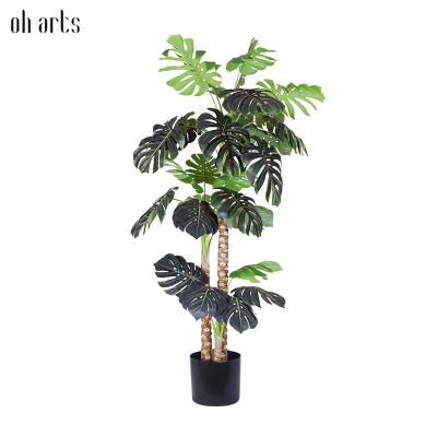 China Golden Cane Palm Silk Ficus Artificial Trees Garden Faux Sansevieria Monstera Plant Decorative Artificial Tree Pot For Indoor Outdoor for sale