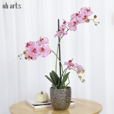 China Wholesale Home Decorative Realistic Potted Orchid Garden Artificial Flowers Decoration In Ceramic Pot for sale